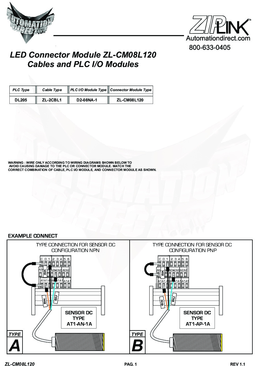First Page Image of ZL-2CBL1 LED Connector Module ZL-CM08L120 Cables and PLC IO Modules Instruction Manual.pdf